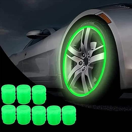 Unitedlys All-New Bike/Car Tyre Valve Caps | Universal Fluorescent Tire Valve Caps for Cars & Bikes with Neon Glow | Brighten Up Your Ride Instantly | Green