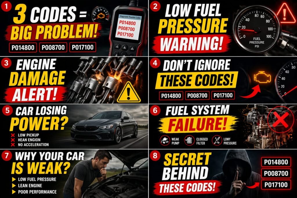 OBD code P014800, P008700, and P017100 mean