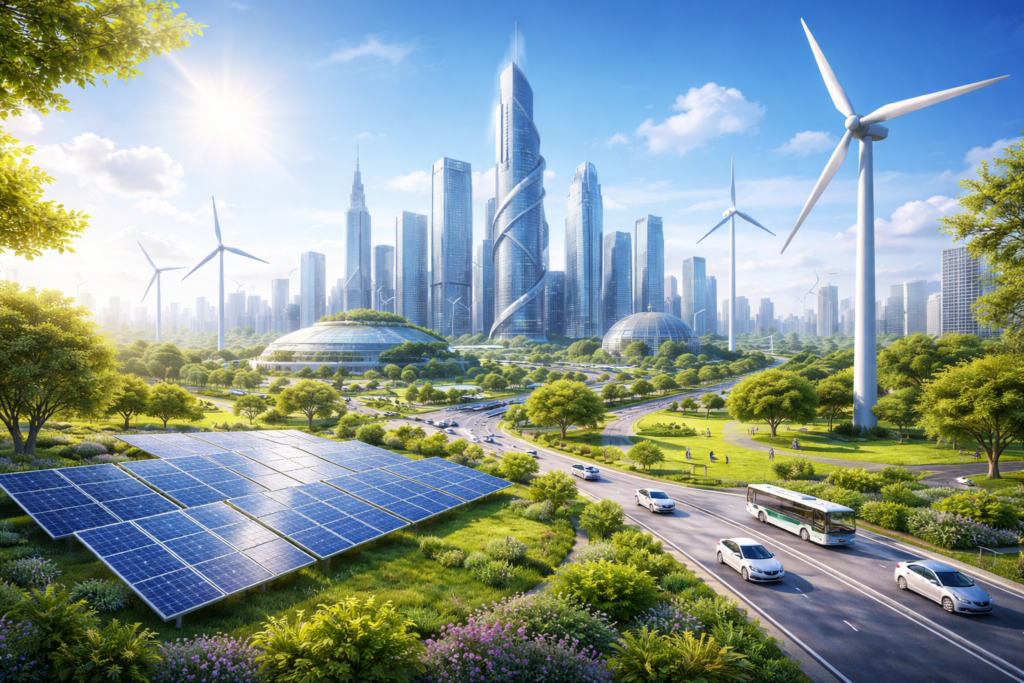 Future smart city powered by renewable electricity image