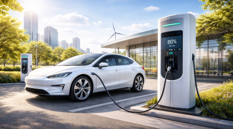 Electric vehicle charging at modern charging station