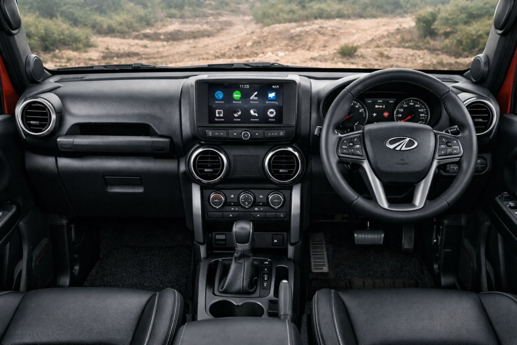 Mahindra Thar interior dashboard touchscreen