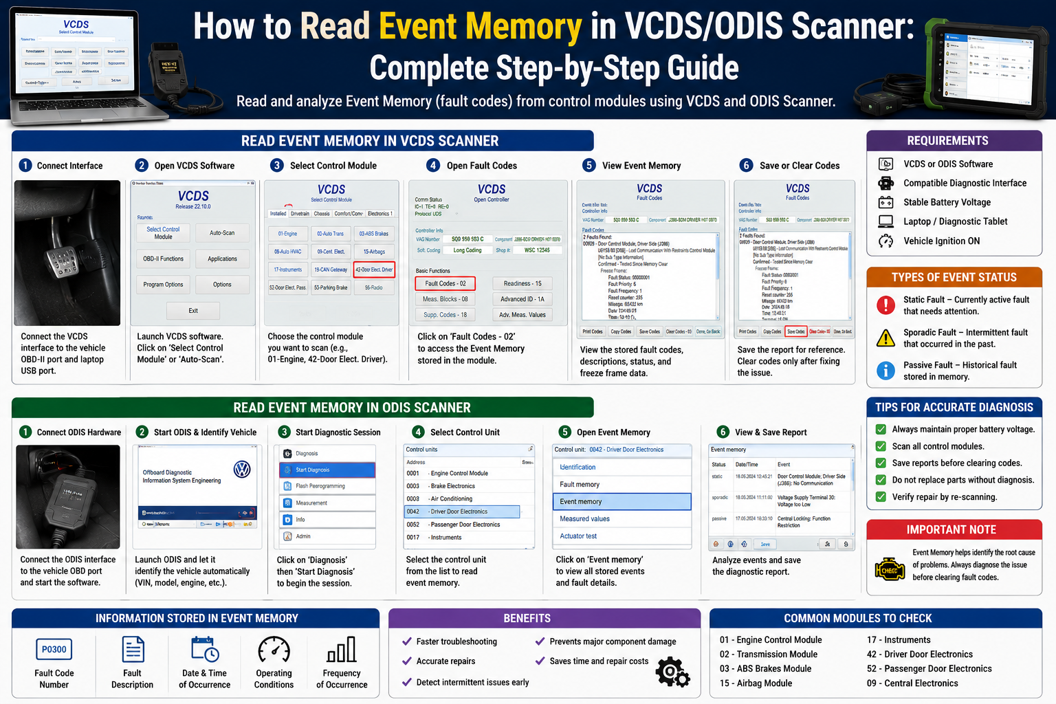 Event Memory in VCDS/ODIS Scanner