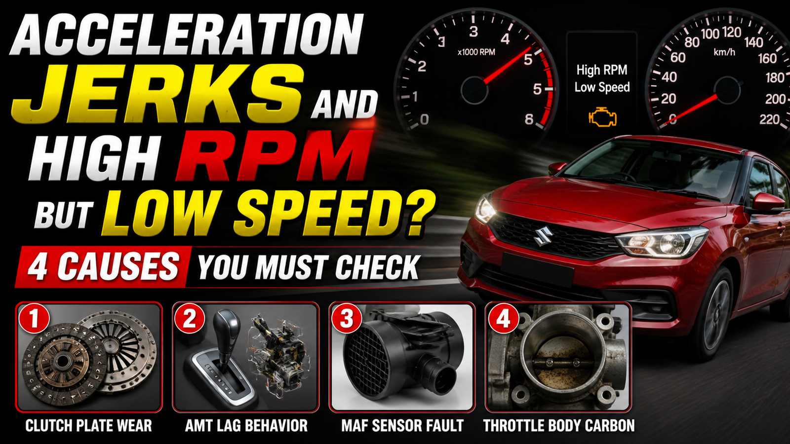 Acceleration Jerks and High RPM but Low Speed