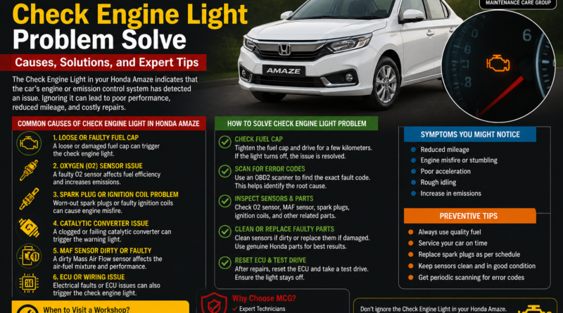 Honda Amaze check engine light problem