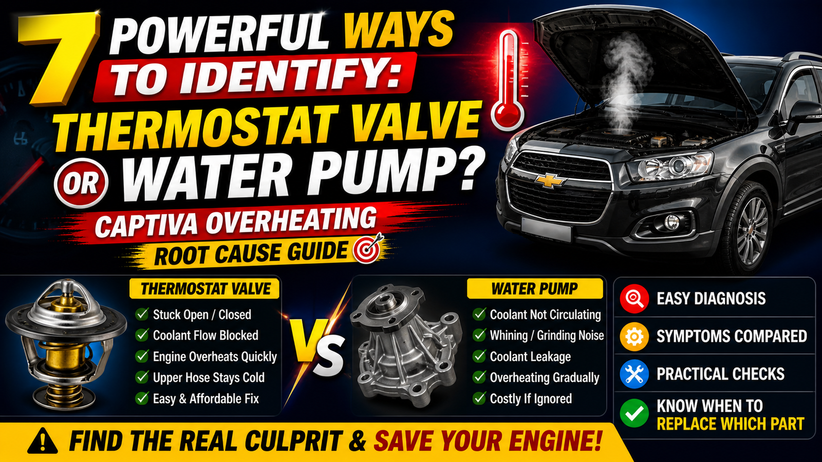 Captiva overheating thermostat vs water pump