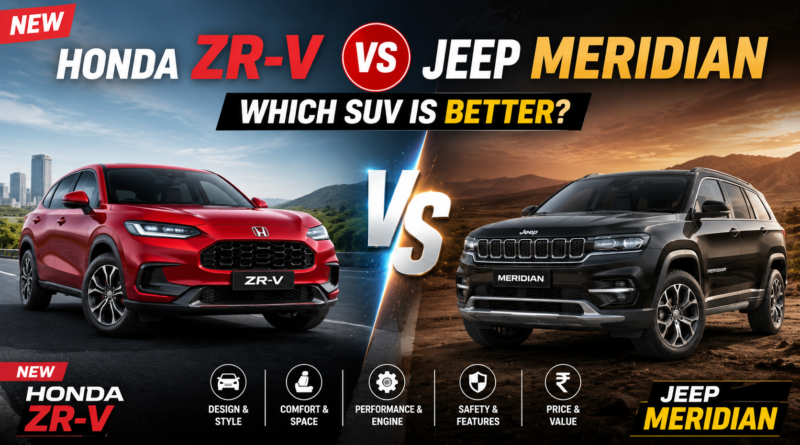 New Honda ZR-V vs Jeep Meridian comparison