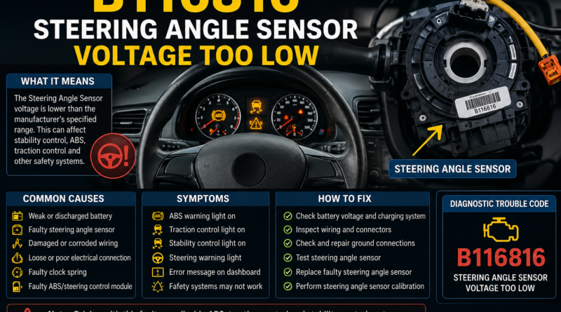 B116816 Steering Angle Sensor Voltage Too Low