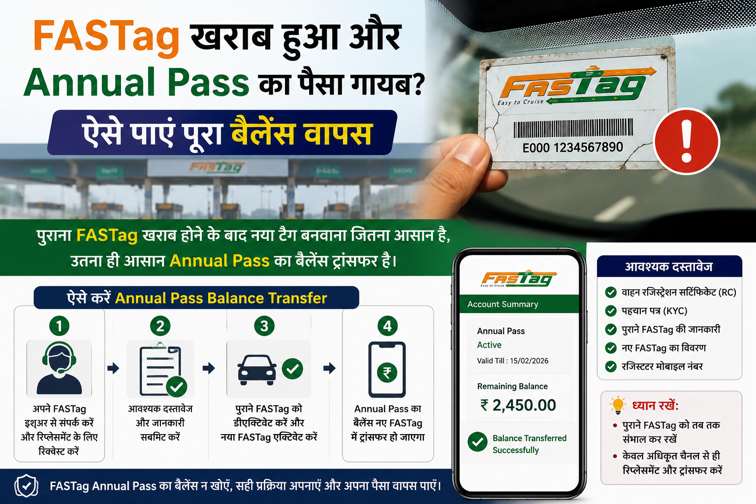 FASTag Annual Pass balance transfer