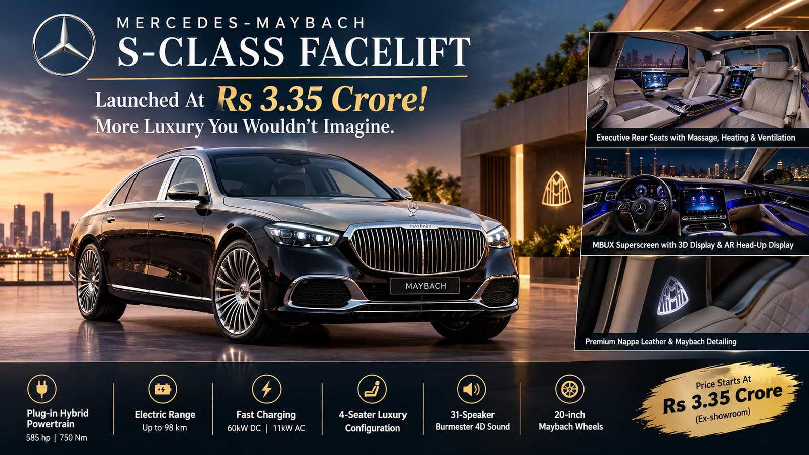 Mercedes-Maybach S-Class Facelift Launched At Rs 3.35 Crore! More Luxury You Wouldn’t Imagine