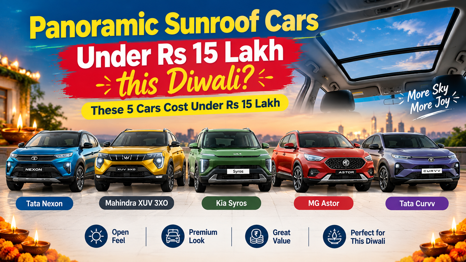 Panoramic Sunroof Cars Under Rs 15 Lakh this Diwali? These 5 Cars Cost Under Rs 15 Lakh