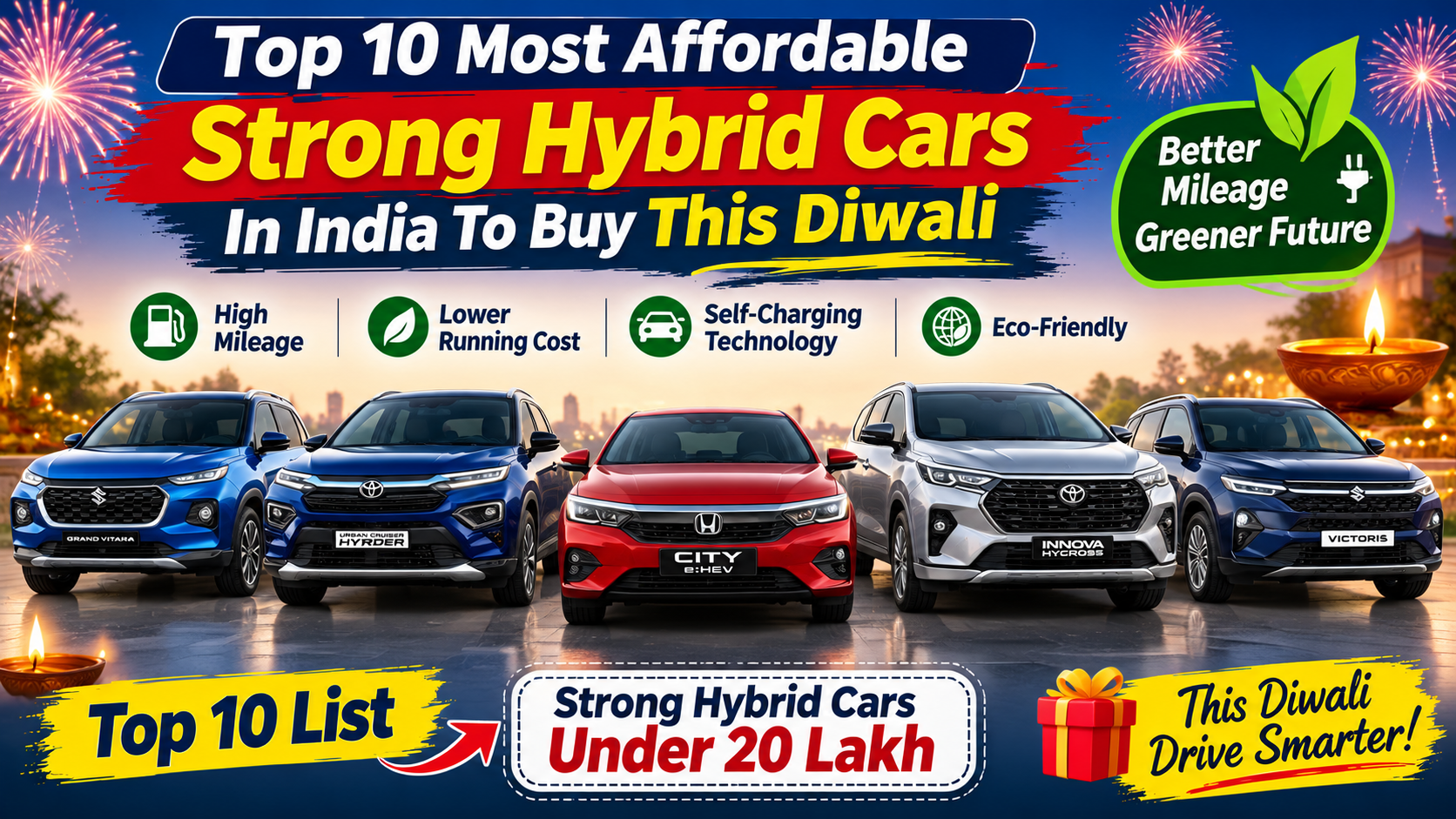 Top 10 Most Affordable Strong Hybrid Cars in India to Buy This Diwali 2026